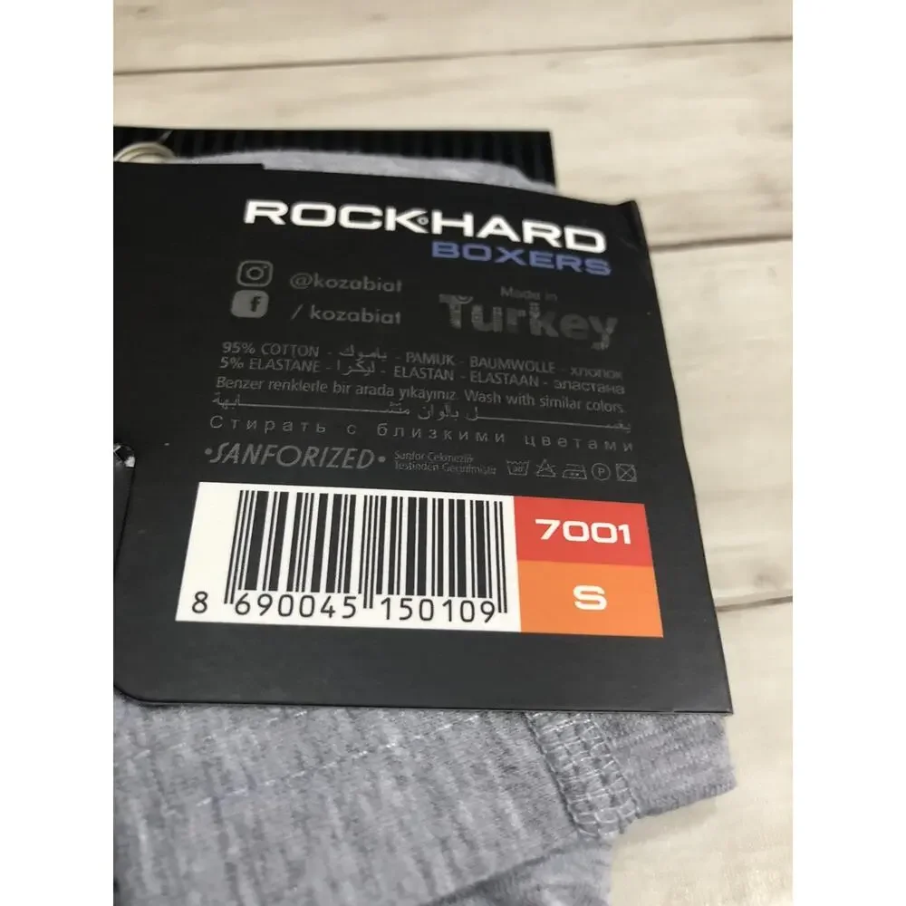 Rock Hard Boxer Trunks Mens Small Gray Briefs Black Cotton 6 Pack A5